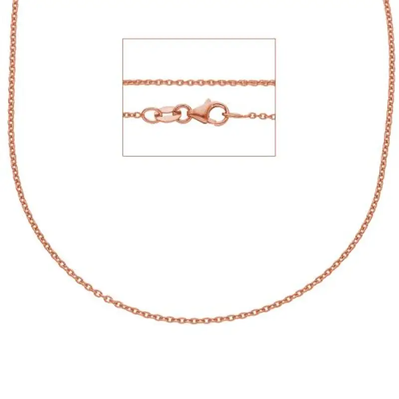 collana catena maglia rolo da donna in oro rosa 40 cm sottile