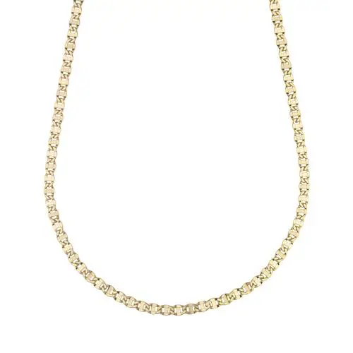 collana catena piatta da uomo traversino diamantato oro giallo 50 cm