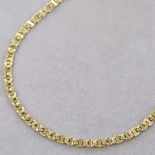 collana catena piatta da uomo traversino diamantato oro giallo 60 cm medio miniatura 5