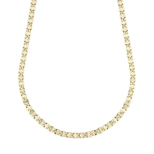 collana catena piatta da uomo traversino diamantato oro giallo 60 cm medio