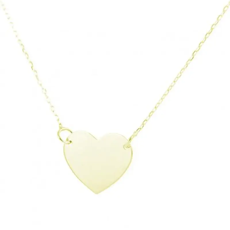 collana con ciondolo cuore a lastra in oro giallo cuore grande