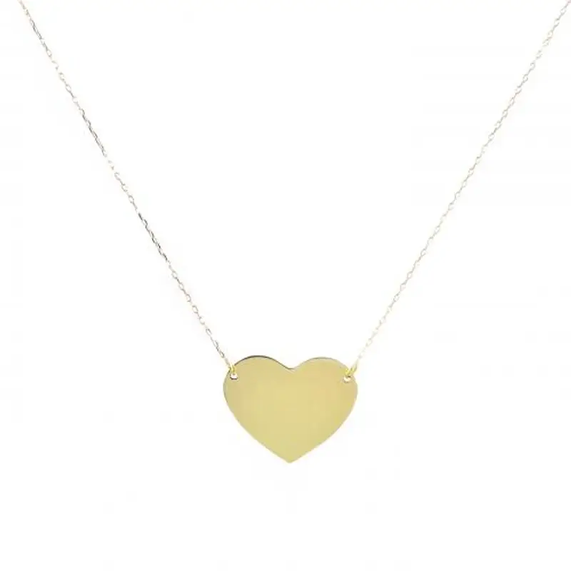 collana con ciondolo cuore a lastra in oro giallo cuore maxi