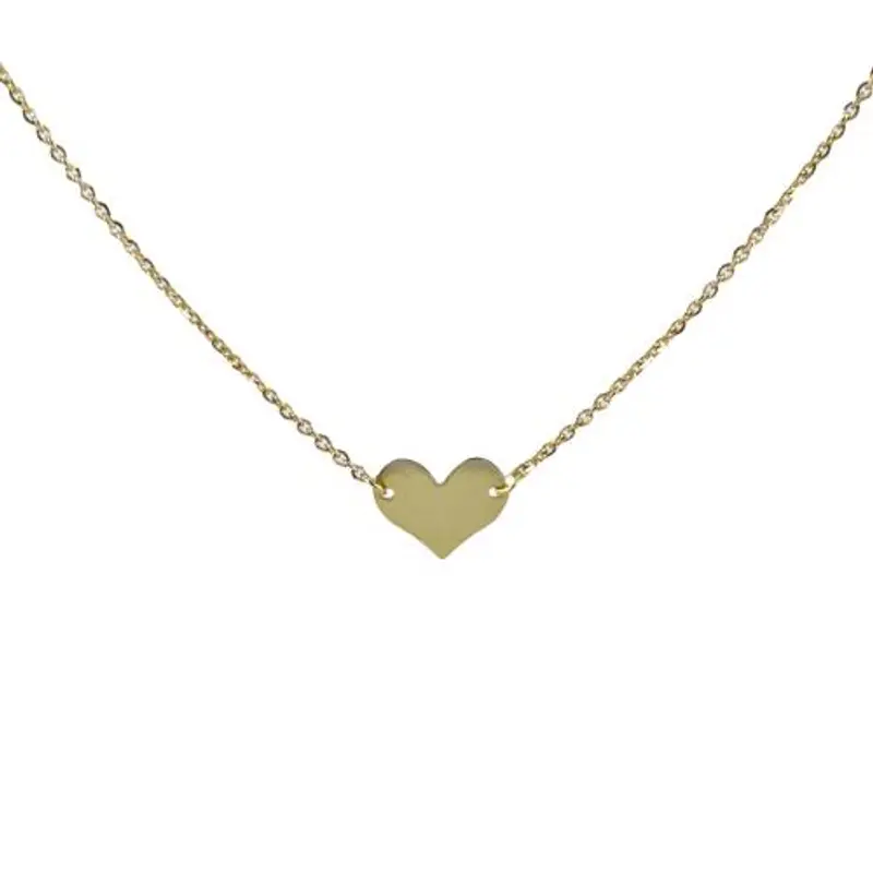 collana con ciondolo cuore a lastra in oro giallo - cuore piccolo