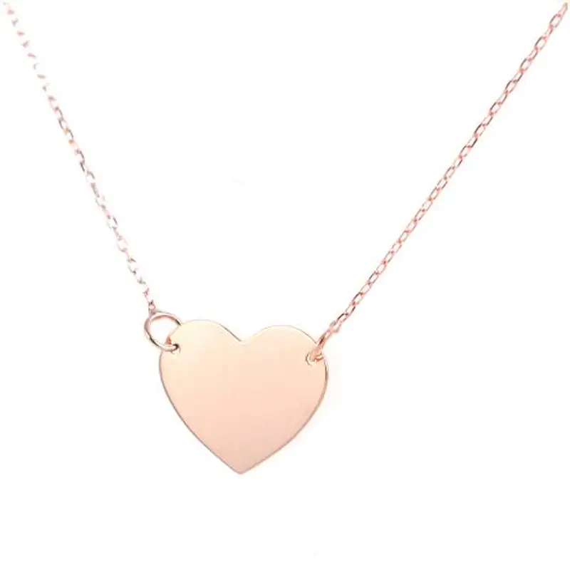 collana con ciondolo cuore a lastra in oro rosa cuore medio