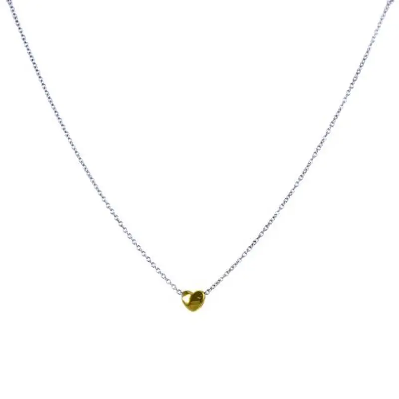 collana con ciondolo cuore piccolo sul filo in oro bicolore