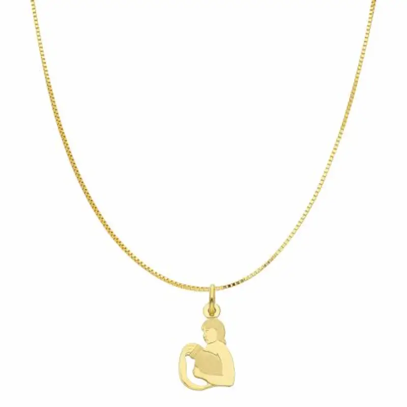 collana con ciondolo oroscopo - segno zodiacale - in oro giallo acquario