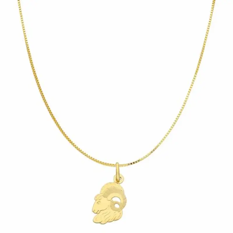 collana con ciondolo oroscopo - segno zodiacale - in oro giallo ariete