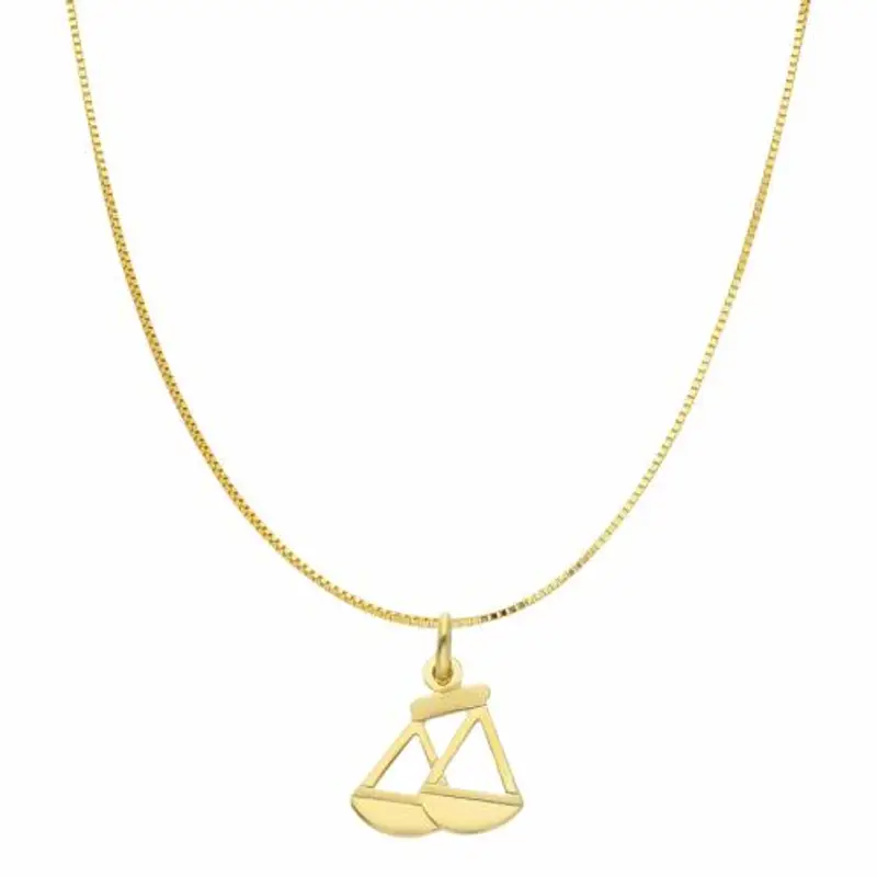 collana con ciondolo oroscopo - segno zodiacale - in oro giallo bilancia