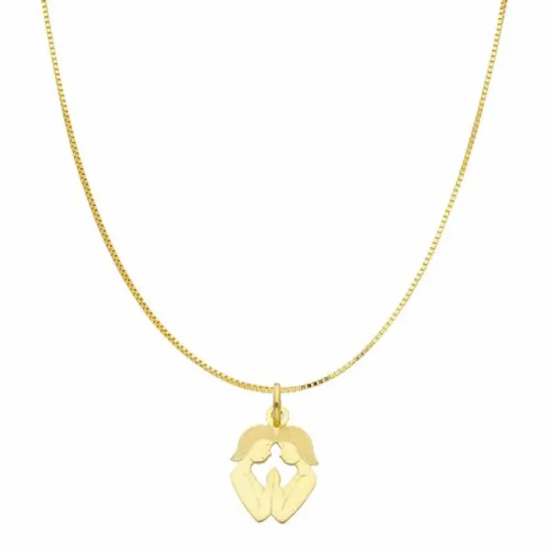 collana con ciondolo oroscopo - segno zodiacale - in oro giallo gemelli