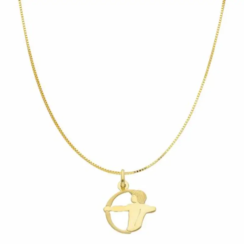 collana con ciondolo oroscopo - segno zodiacale - in oro giallo sagittario