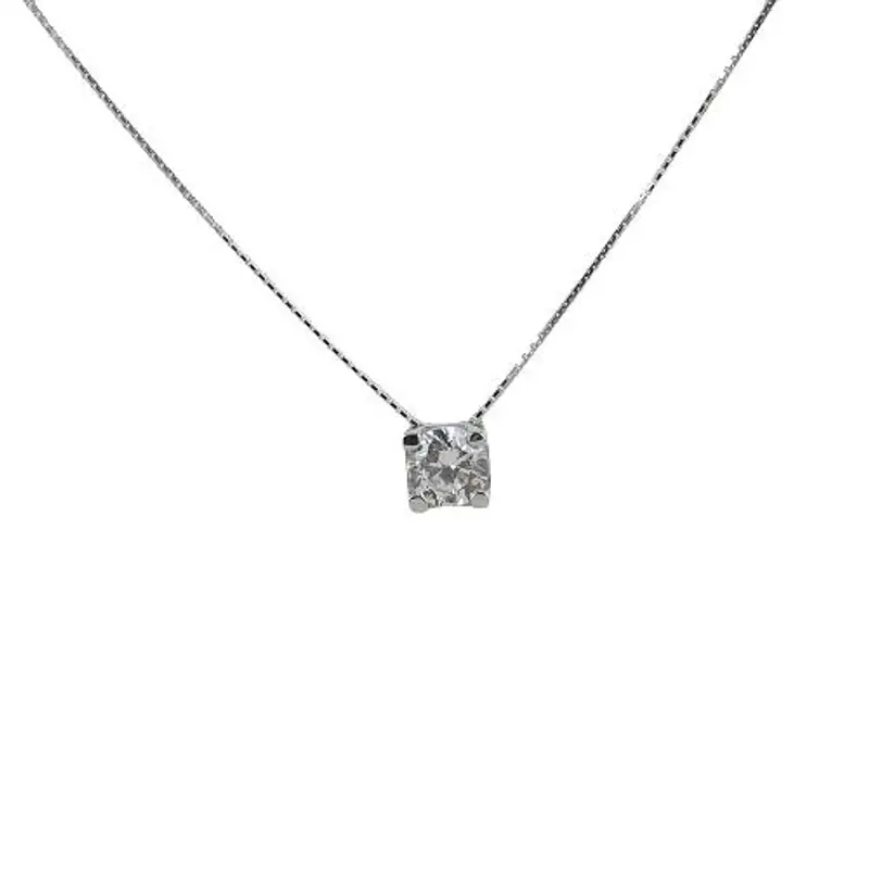 collana con ciondolo punto luce in oro con zircone 4 mm