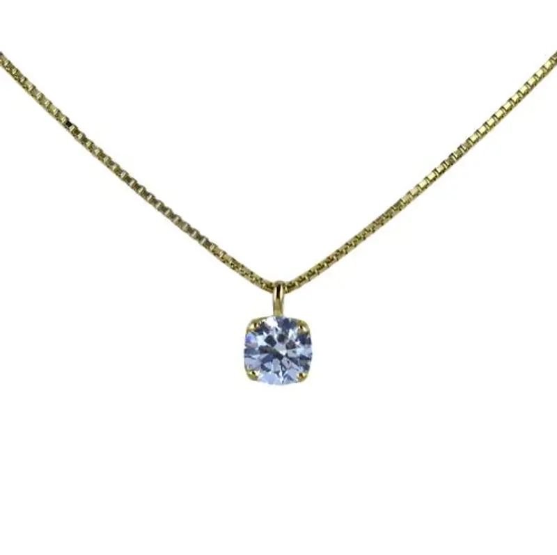 collana con ciondolo punto luce in oro giallo con zircone 4 mm