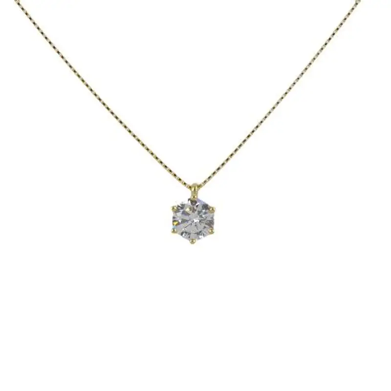 collana con ciondolo punto luce in oro giallo on zircone 5 mm