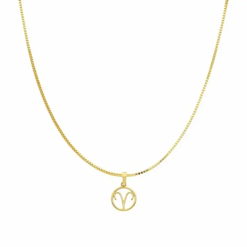 collana con ciondolo segno zodiacale ariete in oro giallo stilizzato