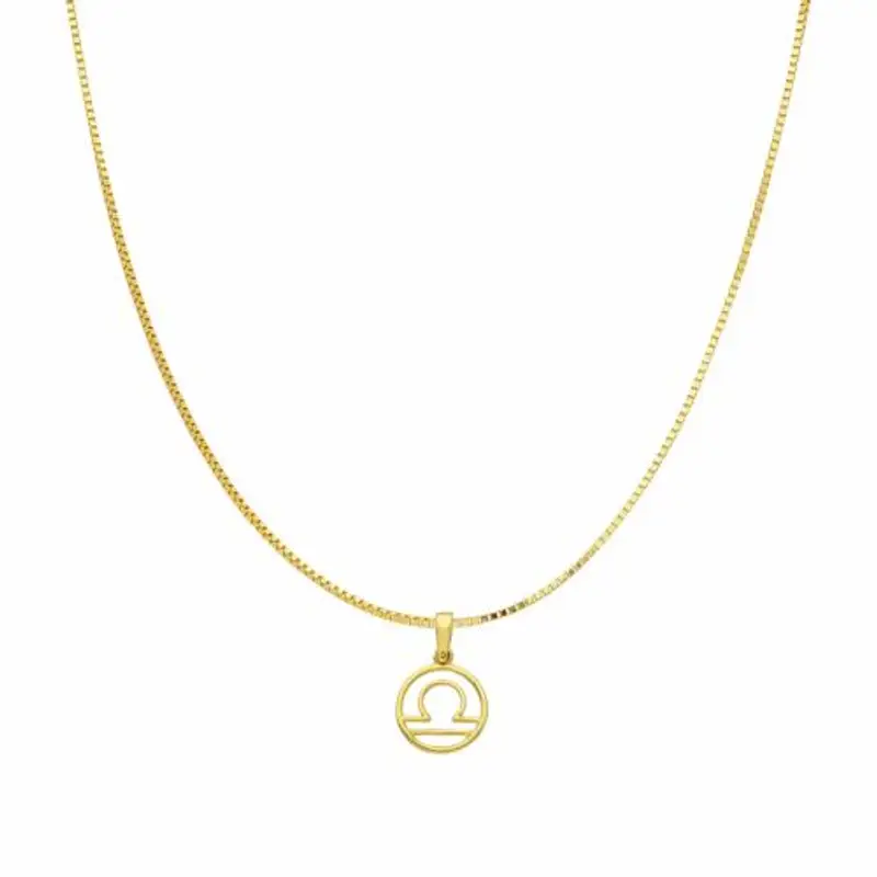 collana con ciondolo segno zodiacale bilancia in oro giallo stilizzato
