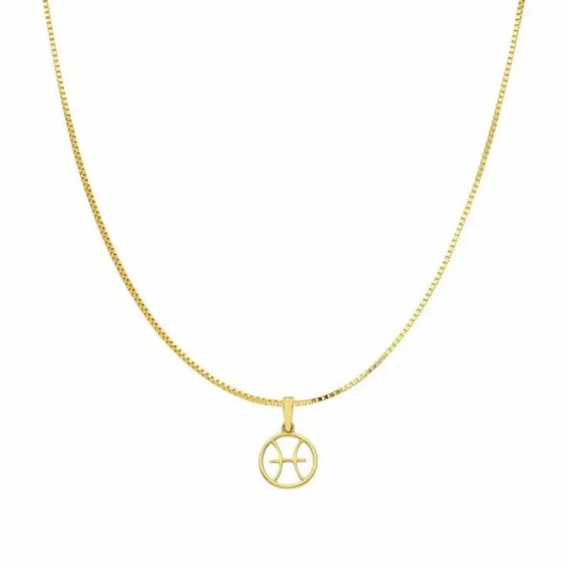 collana con ciondolo segno zodiacale pesci in oro giallo stilizzato