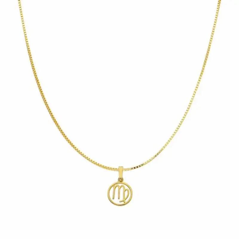collana con ciondolo segno zodiacale vergine in oro giallo stilizzato