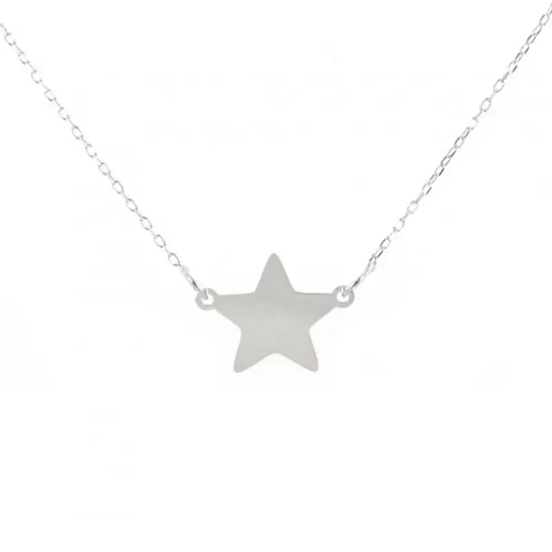 collana con ciondolo stella a lastra in oro bianco - stella piccola