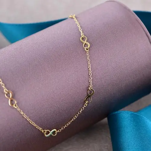 collana con infiniti a lastra in oro giallo miniatura 3