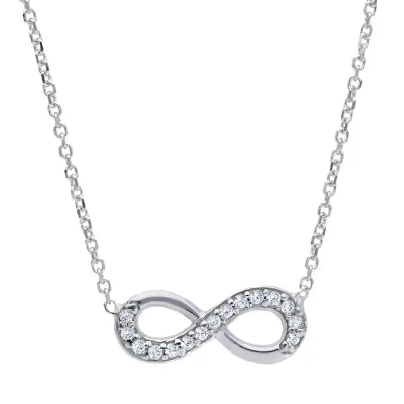 collana con infinito in oro bianco e zirconi - pendente infinity