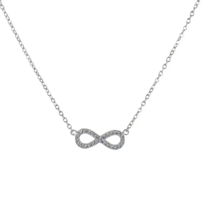 collana con infinito in oro bianco e zirconi - pendente infinity