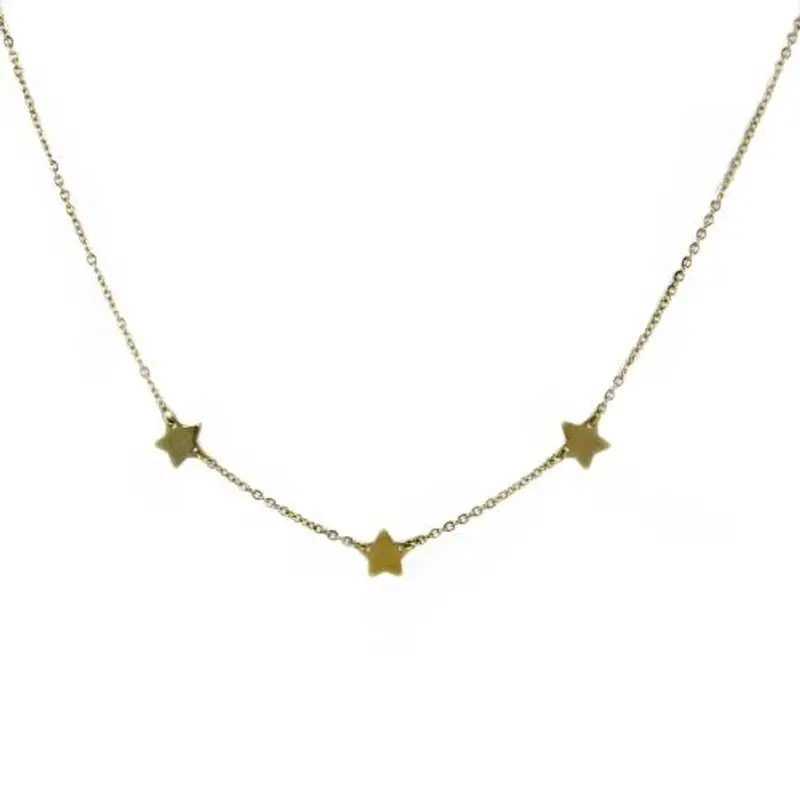 collana con tre stelle a lastra in oro giallo 18kt