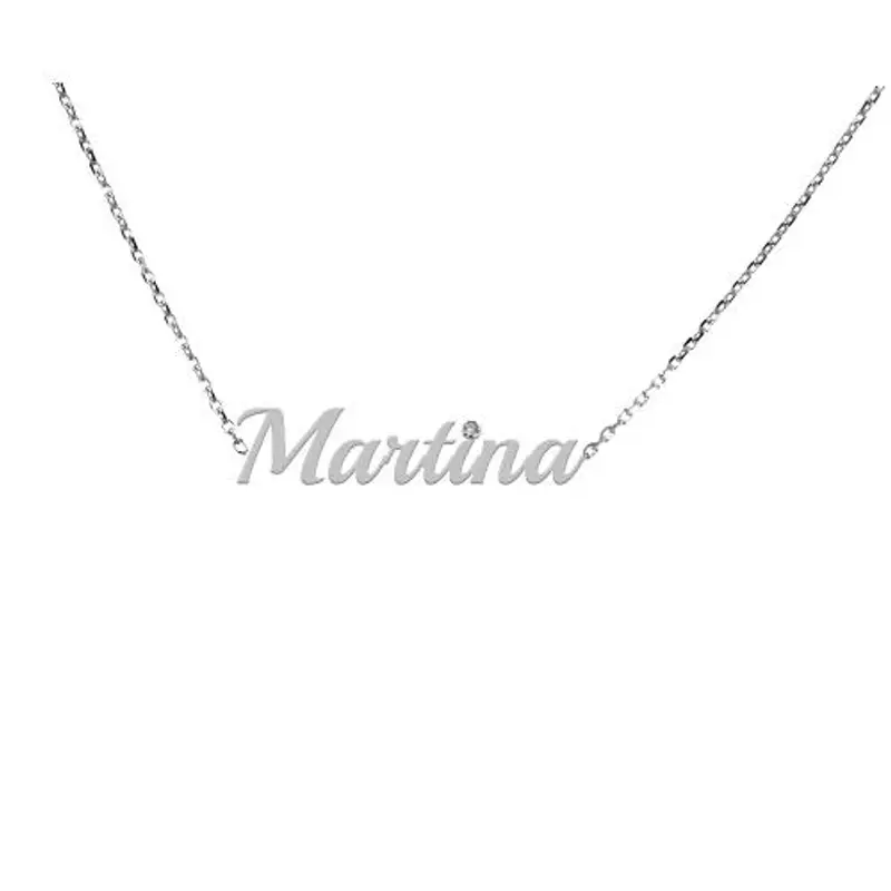collana da ragazza personalizzata con nome in oro bianco e diamante