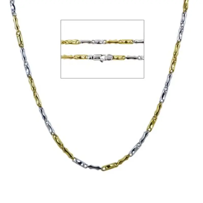 collana da uomo in oro bianco e giallo 50 cm