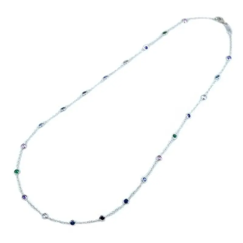 collana in oro bianco con zirconi colorati