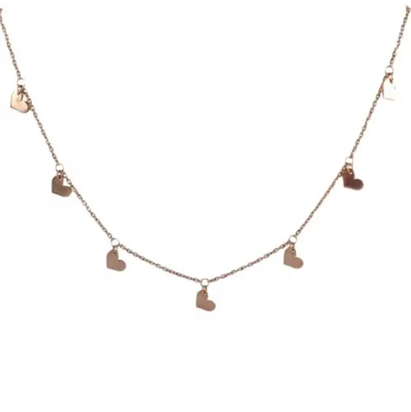 collana in oro rosa con charms cuore