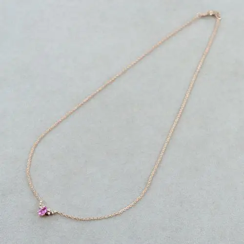 collana in oro rosa con zaffiro rosa e diamanti miniatura 5