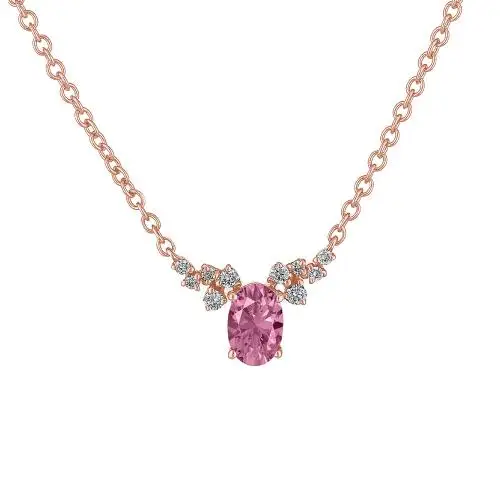 collana in oro rosa con zaffiro rosa e diamanti