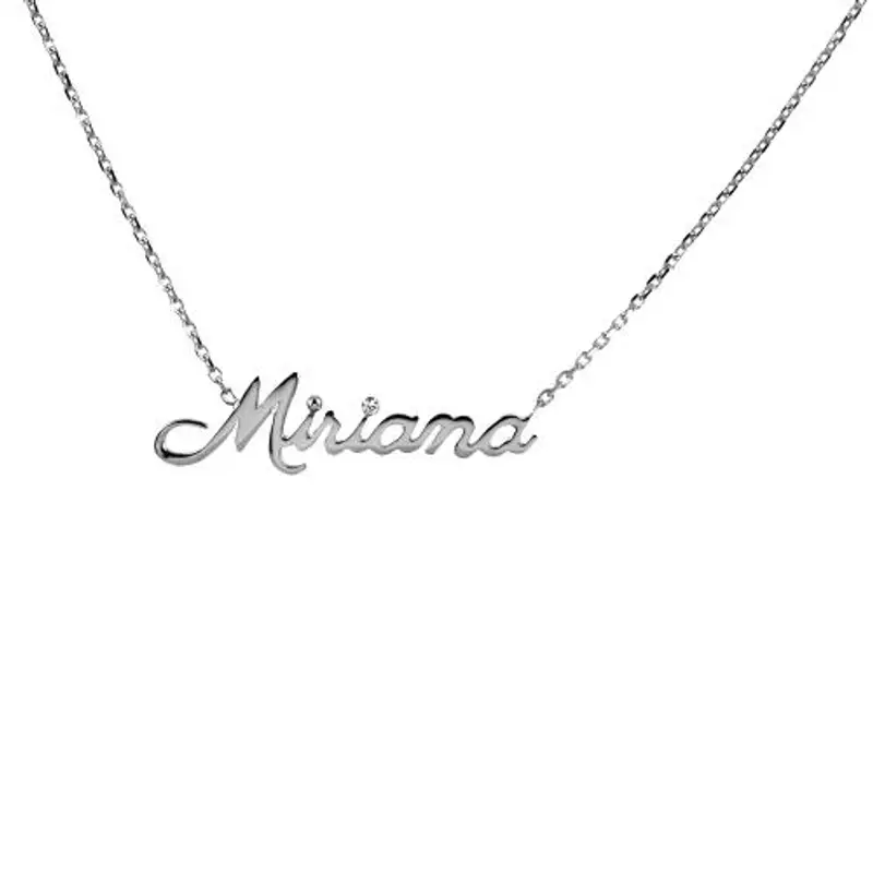 collana personalizzata da ragazza con nome in oro bianco e diamante