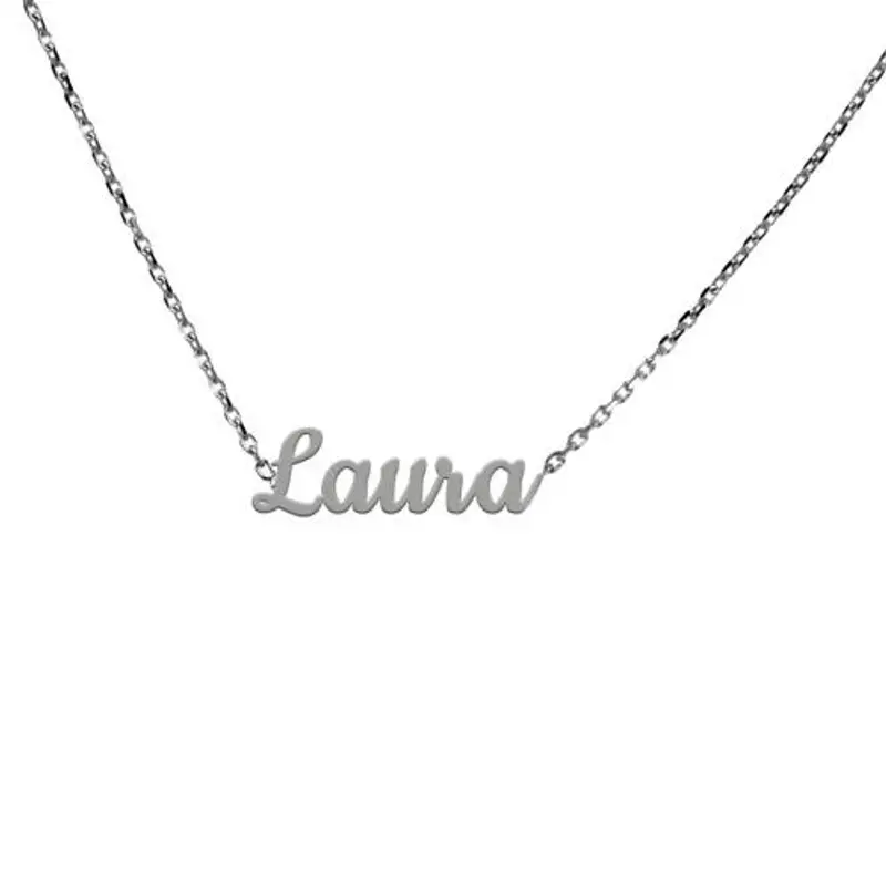 collana personalizzata da ragazza con nome in oro bianco