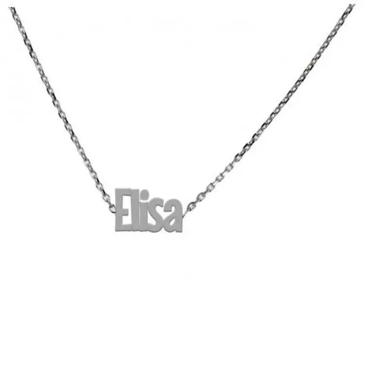 collana personalizzata da ragazza con nome in oro bianco