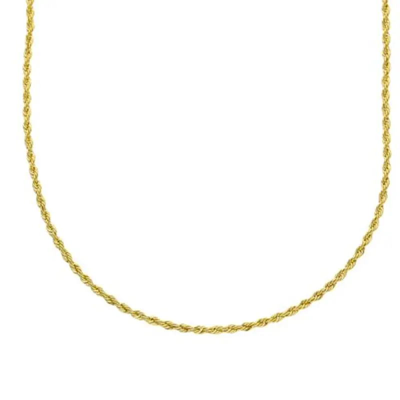 collana unisex catena maglia fune piena in oro giallo 40 cm