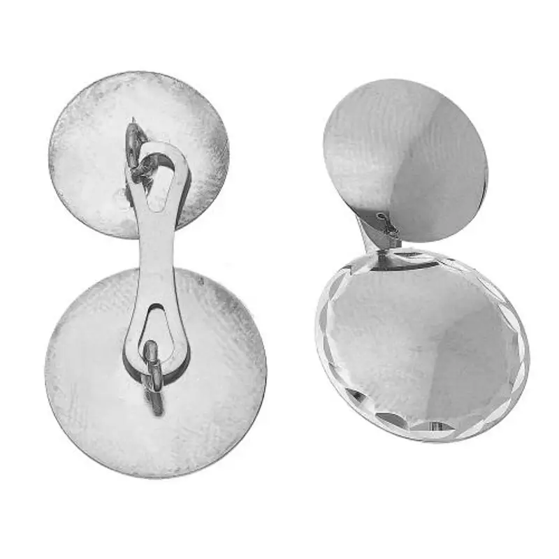 gemelli in oro bianco - gemelli rotondi a lastra