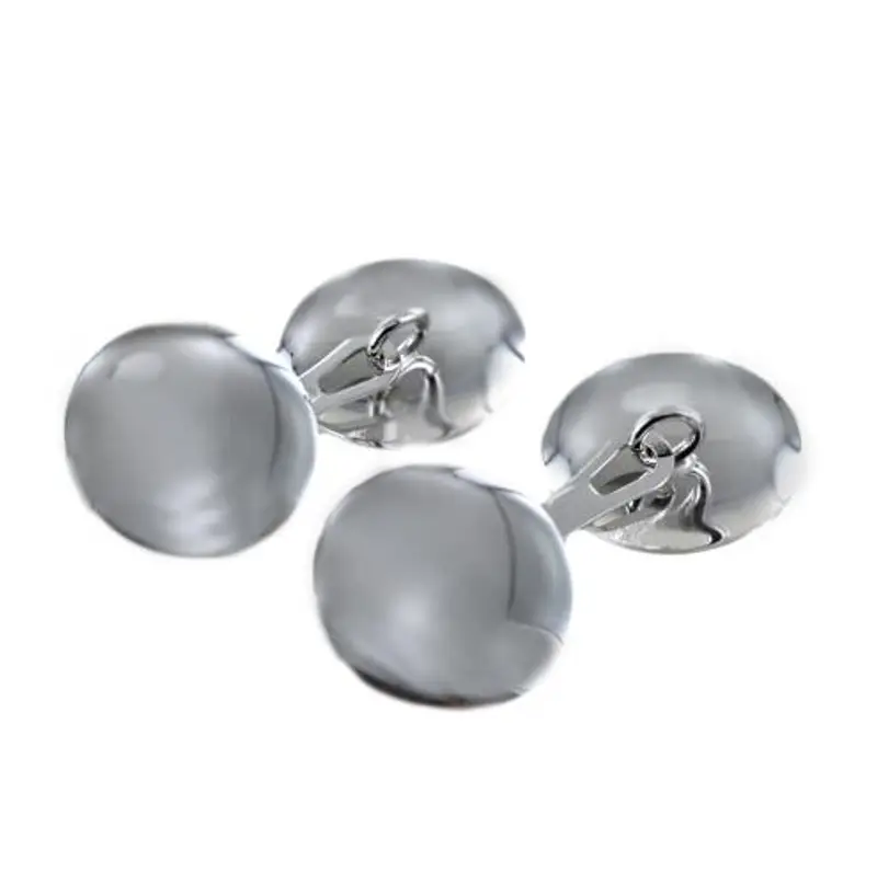 gemelli in oro bianco - gemelli rotondi a lastra