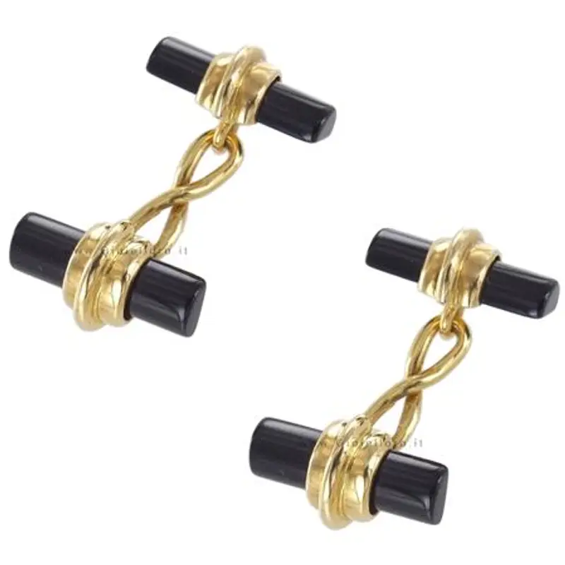 gemelli in oro giallo 18 kt e onice