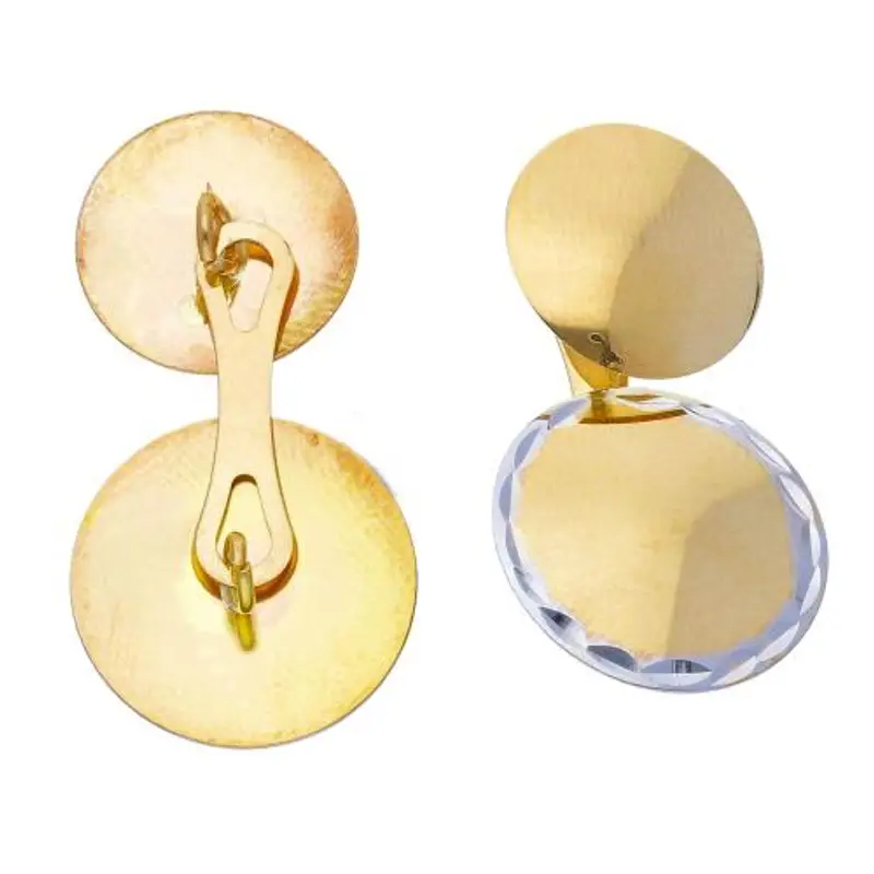 gemelli in oro giallo - gemelli rotondi a lastra