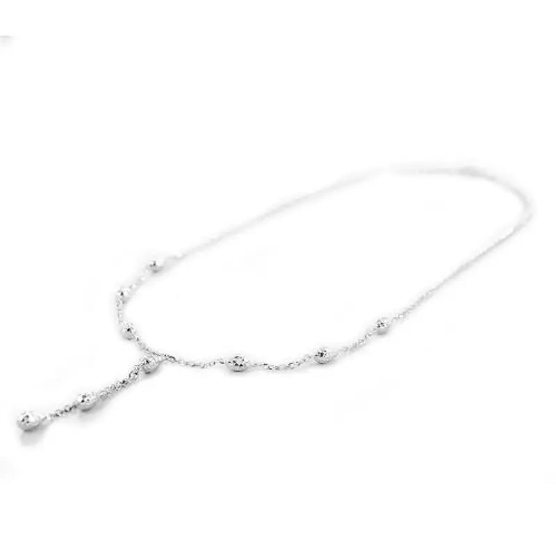 girocollo in oro bianco luminoso con pendente a gocce novello gioielli