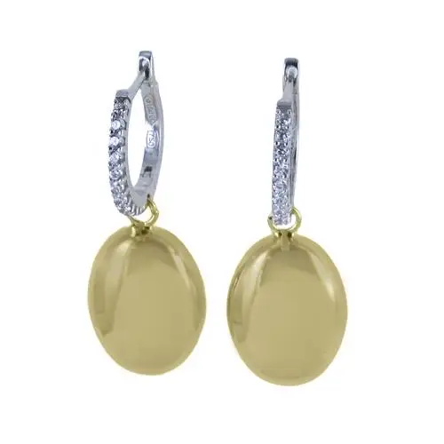 orecchini a cerchio piccoli in oro giallo con zirconi e charm cuori