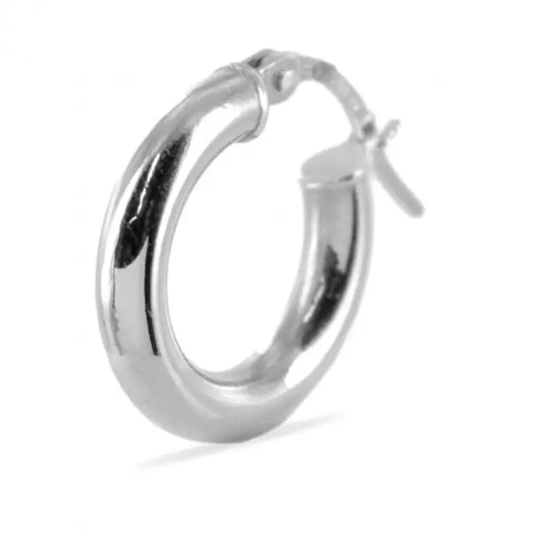 orecchino a cerchio singolo campanella media in oro bianco