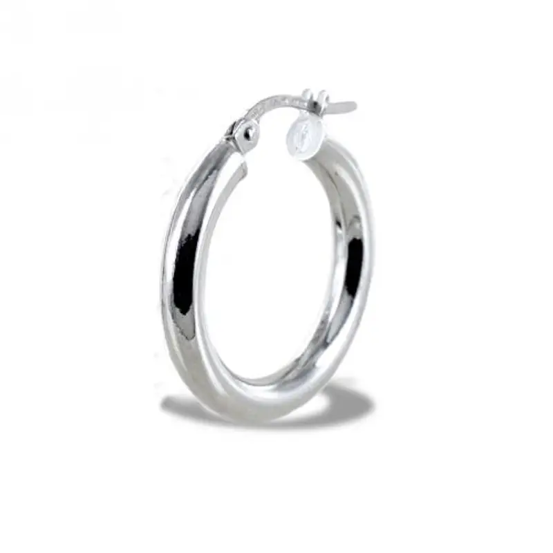 orecchino a cerchio singolo campanella media in oro bianco