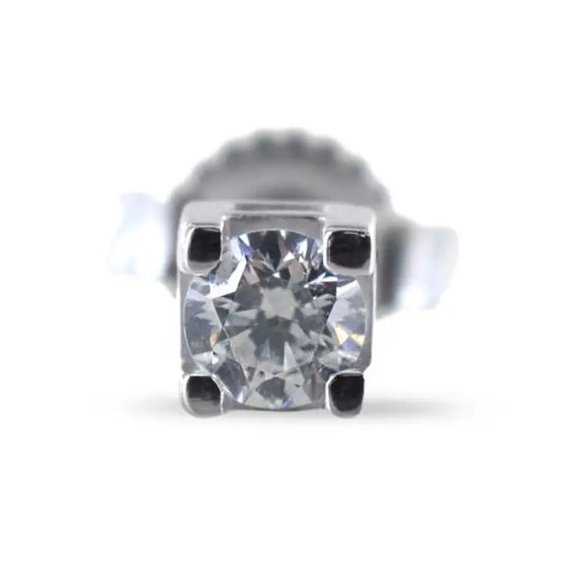 orecchino punto luce singolo in oro bianco e zircone 3.50 mm