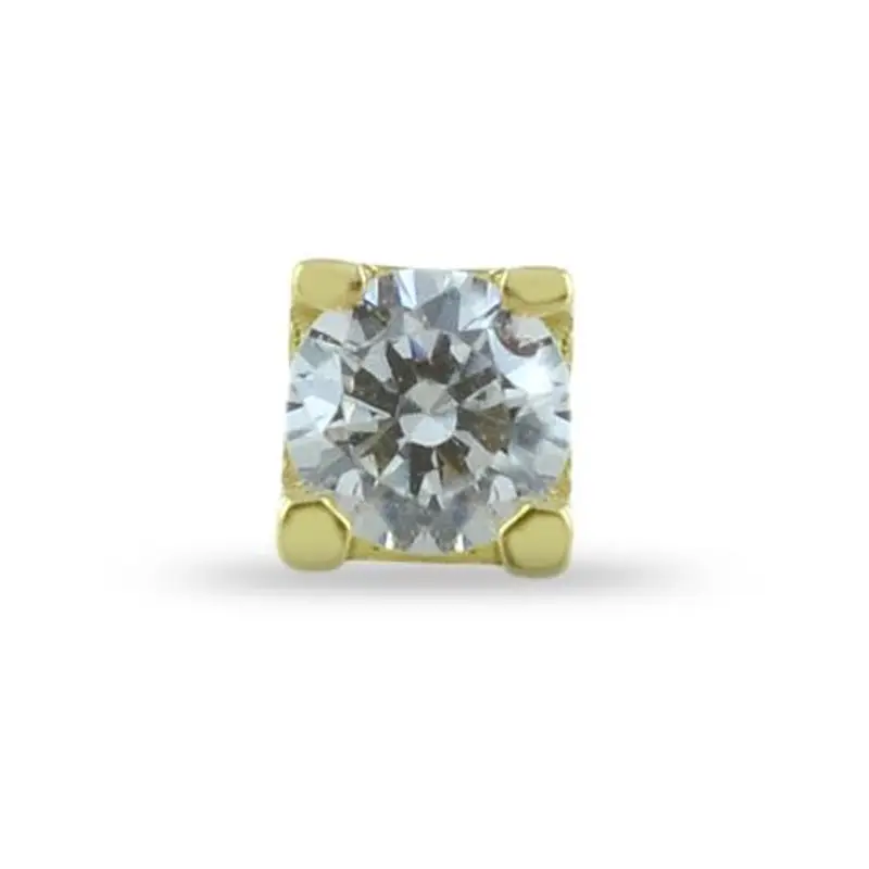 orecchino punto luce singolo in oro giallo e zircone 3 mm