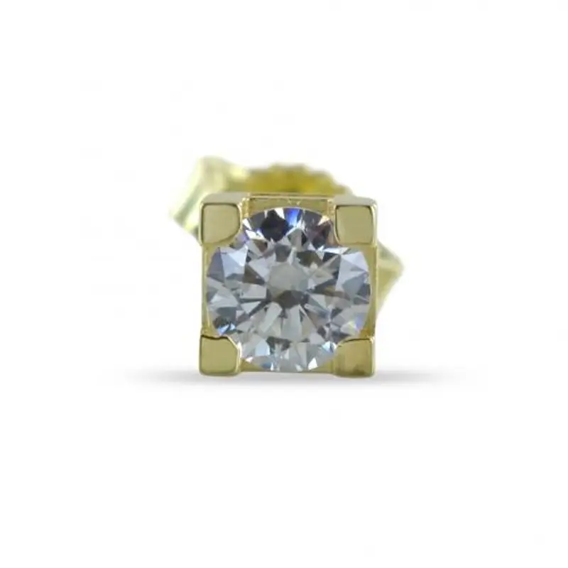 orecchino punto luce singolo in oro giallo e zircone 4.30 mm