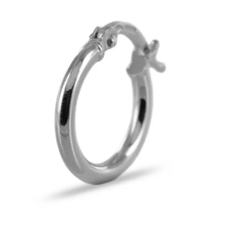 orecchino singolo a cerchio sottile in oro bianco 14 mm - campanella piccola