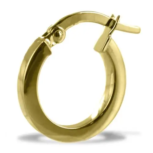 orecchino singolo a cerchio sottile in oro giallo 14 mm - campanella piccola miniatura 4