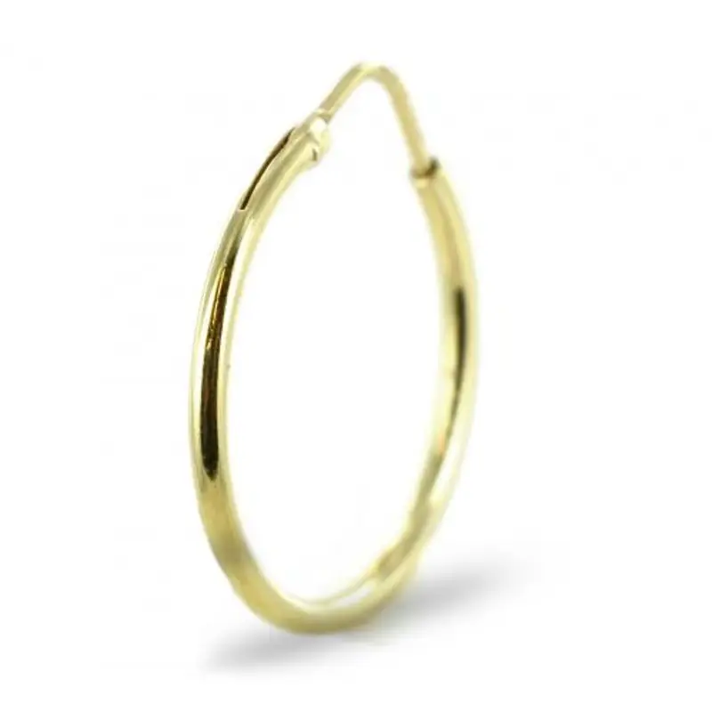 orecchino singolo a cerchio sottile in oro giallo 23 mm - campanella media